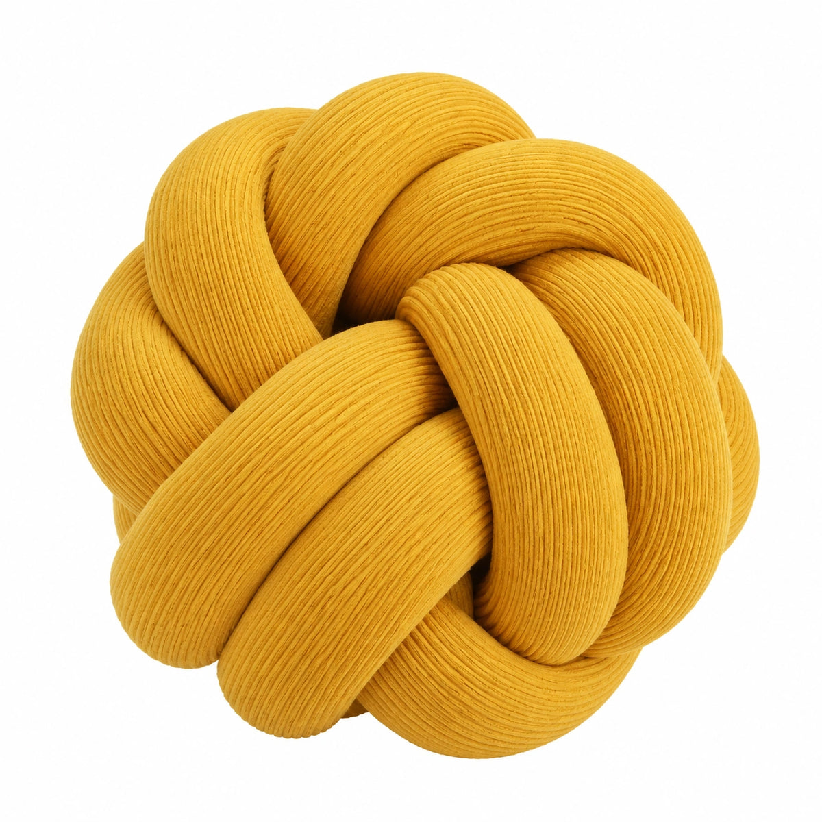 Cuscino decorativo nodo 30 cm in tessuto a coste giallo senape stile moderno