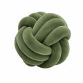 Cuscino decorativo annodato 30 cm in tessuto effetto velluto verde oliva per divano stile moderno