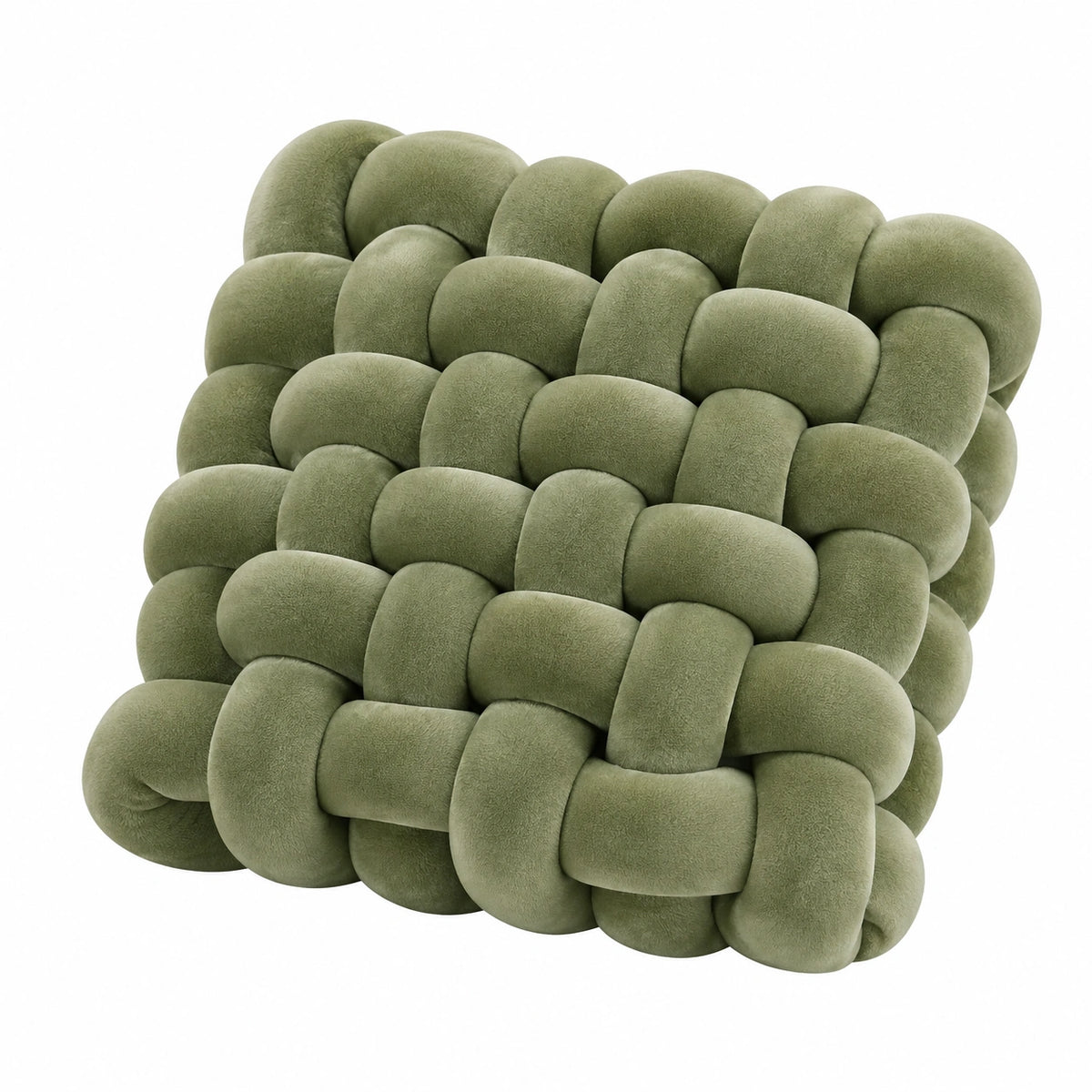 Cuscino decorativo quadrato 45 x 45 cm verde in tessuto vellutato intrecciato