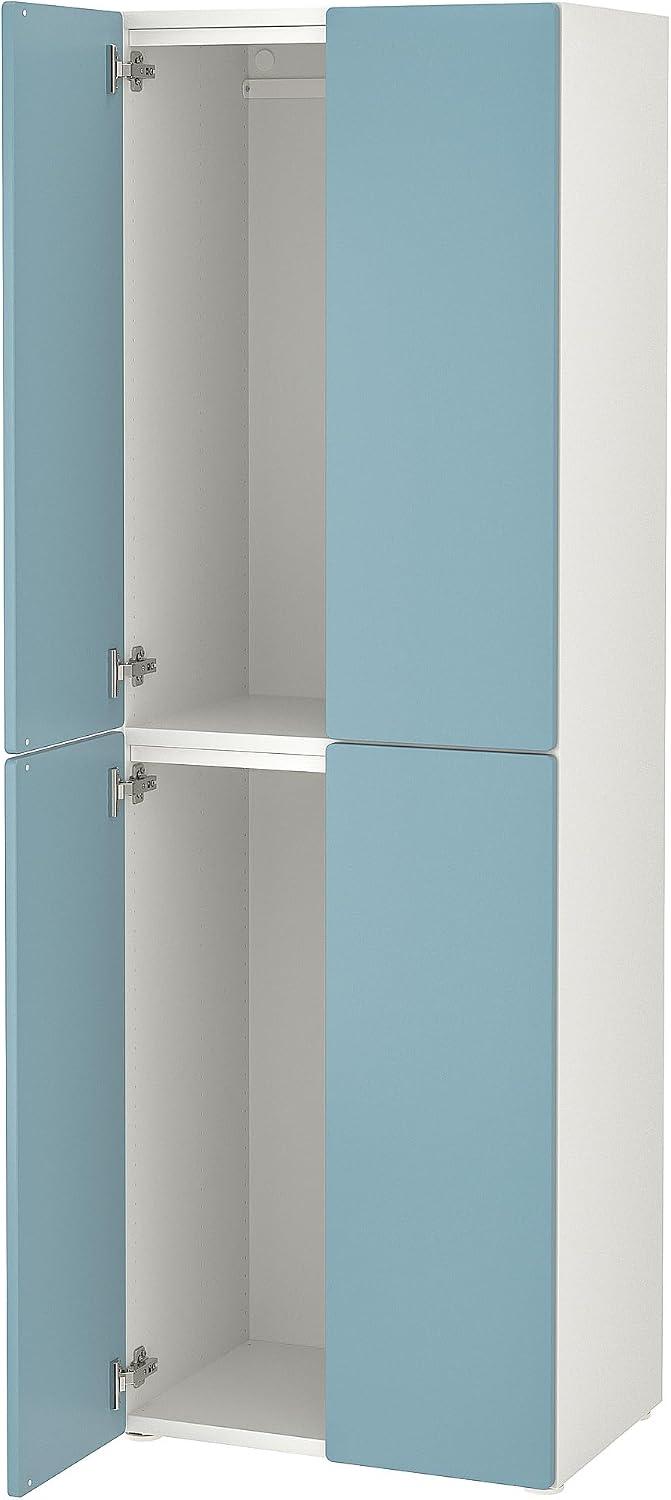Protuning armadi 60x42x181 cm bianco/blu, ProTuning PLATSA/SMÅSTAD Guardaroba, bianco/blu/con 2 aste appendiabiti