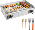 piastre VEVOR 4400 W 300°C 725 x 400 mm Regolabile Acciaio Inox, Kit Accessori per Bistecche BBQ Feste Campeggio