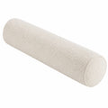 Cuscino cilindrico 15 x 60 cm in tessuto bouclé crema per supporto decorativo