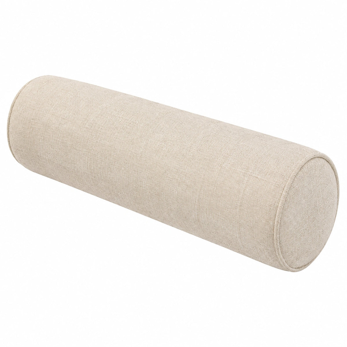 Cuscino cilindrico 20 cm x 60 cm in tessuto beige per divano