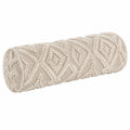 Cuscino cilindrico 20 x 50 cm in cotone beige decorativo stile boho
