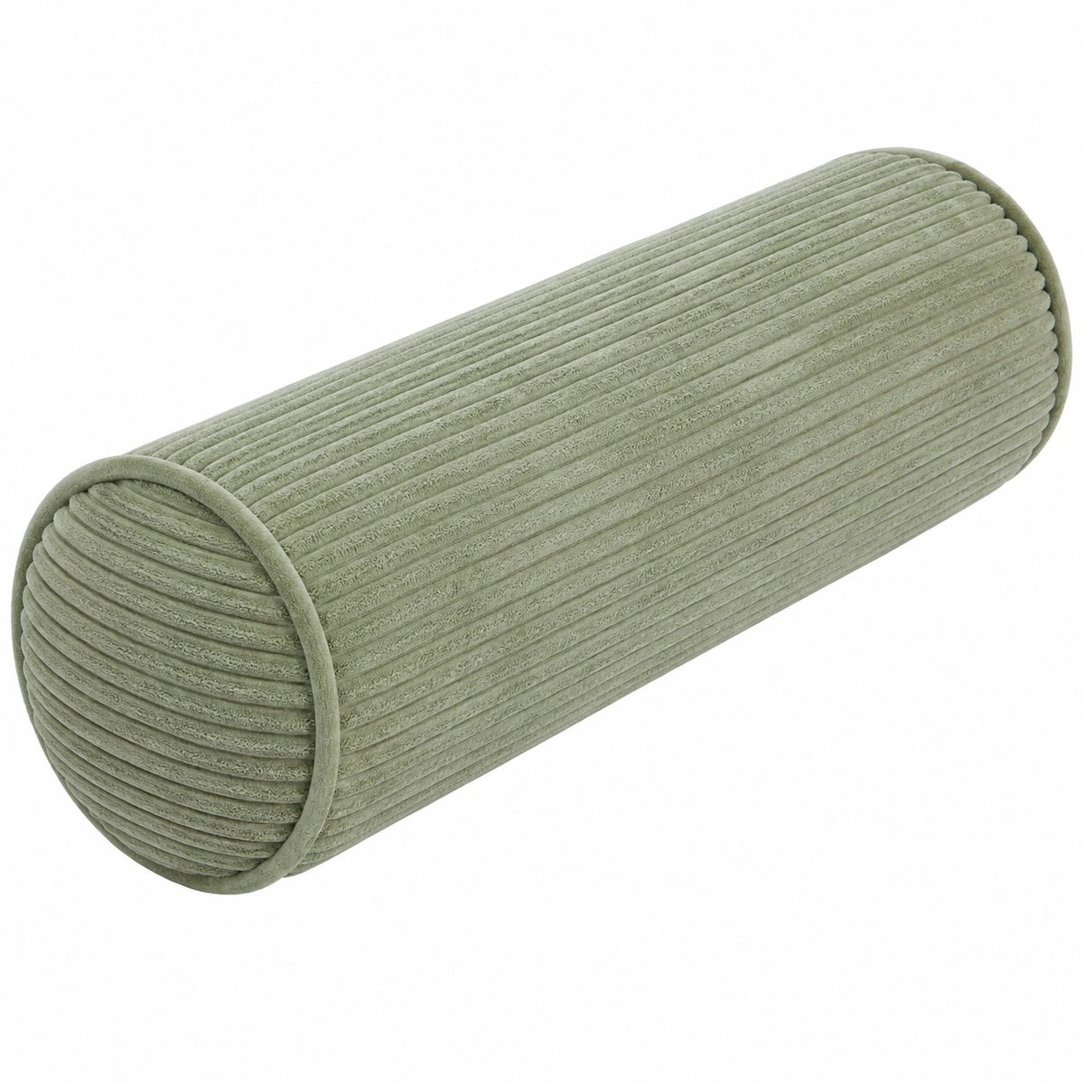 Cuscino cilindrico 20 x 50 cm in velluto a coste verde salvia per supporto e arredo