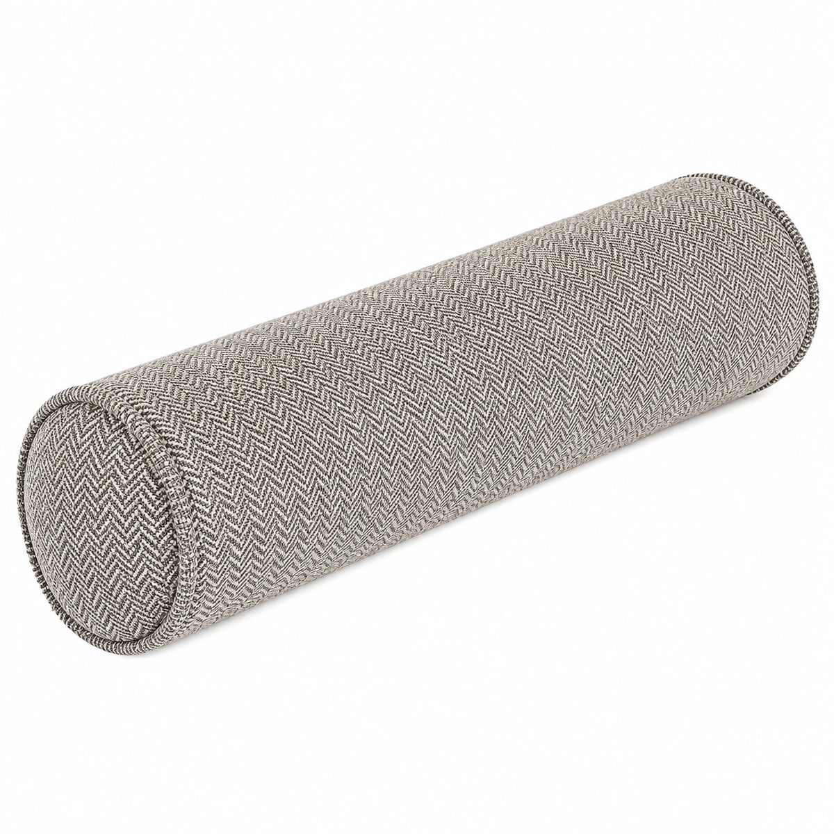 Cuscino cilindrico 20 x 50 cm in tessuto grigio beige a spina di pesce