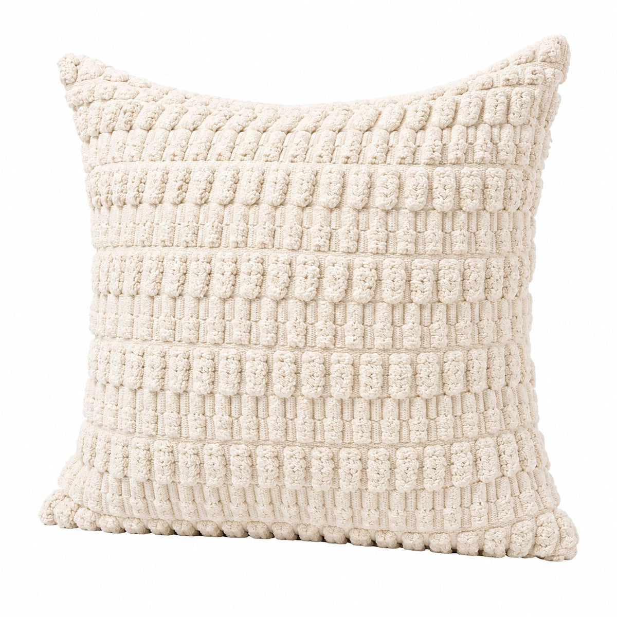 Cuscino decorativo 45 x 45 cm in cotone avorio - texture intrecciata stile boho