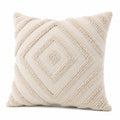 Cuscino decorativo 45 x 45 cm in cotone beige con rilievi geometrici stile boho