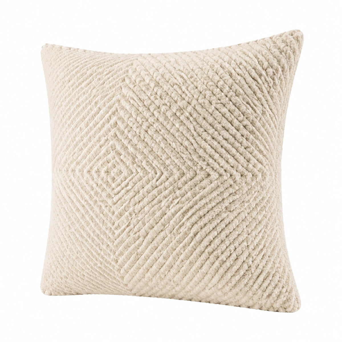 Cuscino decorativo 45 x 45 cm in tessuto crema con texture geometrica
