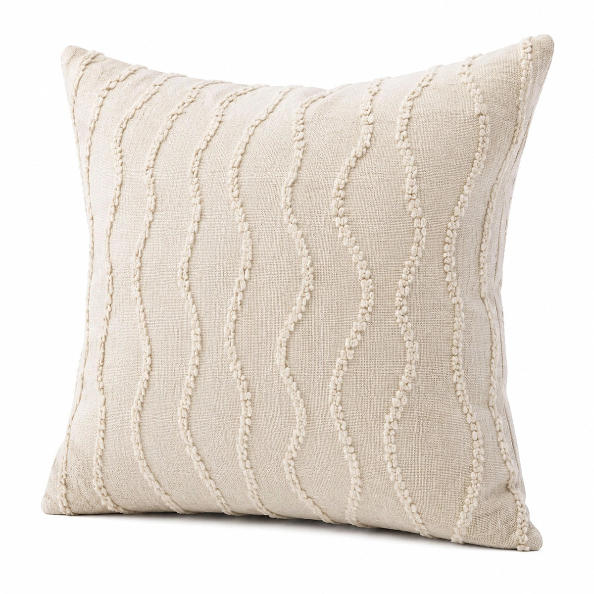 Cuscino decorativo 45 x 45 cm in tessuto beige con rilievo stile boho