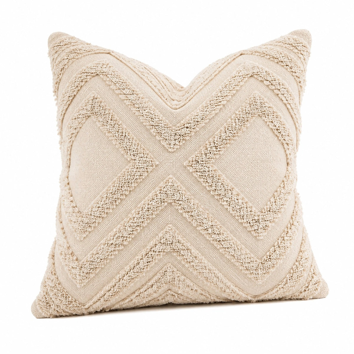 Cuscino decorativo 45 x 45 cm in tessuto beige con motivo geometrico boho