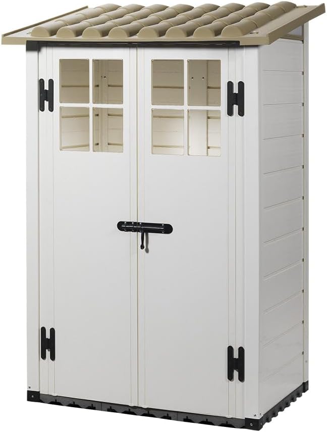 casette da giardino NOOR, NOOR Casetta Porta Attrezzi PVC Tuscany EVO 100 Bianca