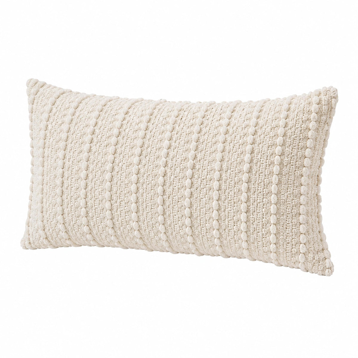 Cuscino decorativo rettangolare 50 x 30 cm in tessuto color avorio con texture intrecciata