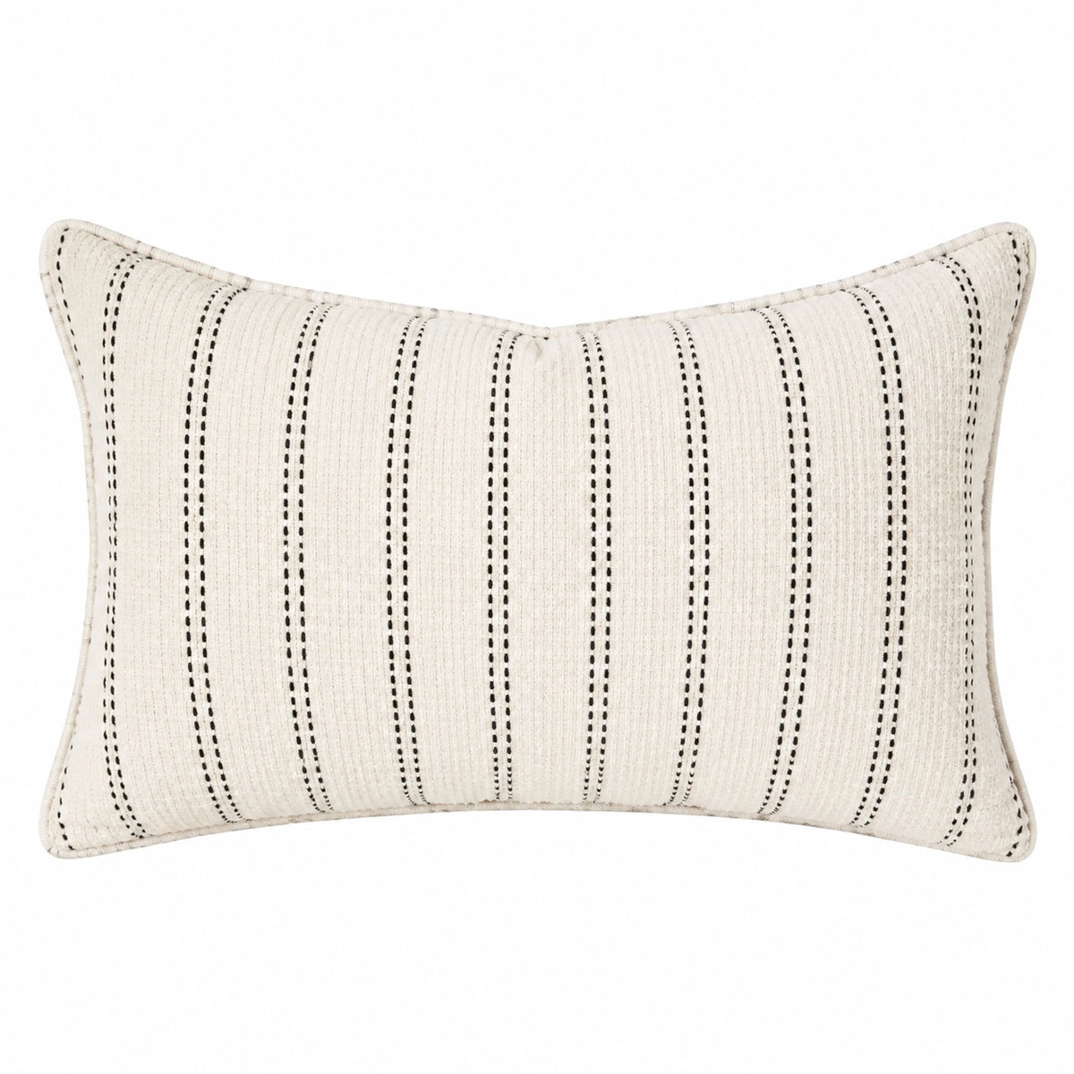 Cuscino decorativo 50 x 30 cm in tessuto avorio e nero a righe
