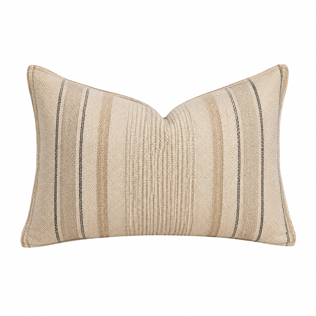 Cuscino decorativo 50 x 30 cm in tessuto beige a righe stile naturale