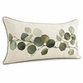 Cuscino decorativo rettangolare 50 x 30 cm in tessuto beige e verde con motivo foglie