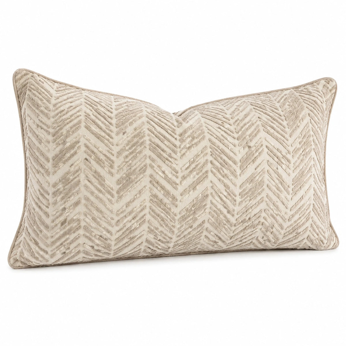 Cuscino decorativo 50 x 35 cm in tessuto beige con motivo geometrico in rilievo