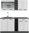Vicco moduli componibili 160 cm, Vicco Cucina completa R-Line, Bianco rustico/antracite, 160 cm senza piano di lavoro
