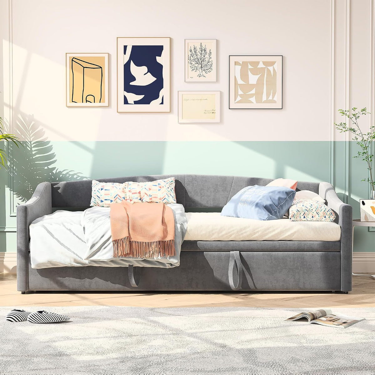 KeepGoon divano 180 x 200 cm, letto matrimoniale, singolo con estraibile, con rete a doghe, tessuto in velluto delicato sulla pelle