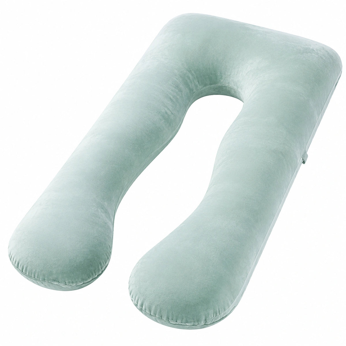 Cuscino gravidanza a U 135 cm in velluto verde salvia per supporto corpo