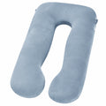 Cuscino per gravidanza a U 140 cm in tessuto vellutato azzurro per supporto corpo