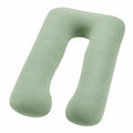 Cuscino gravidanza a U 140 cm in tessuto verde salvia per supporto corpo
