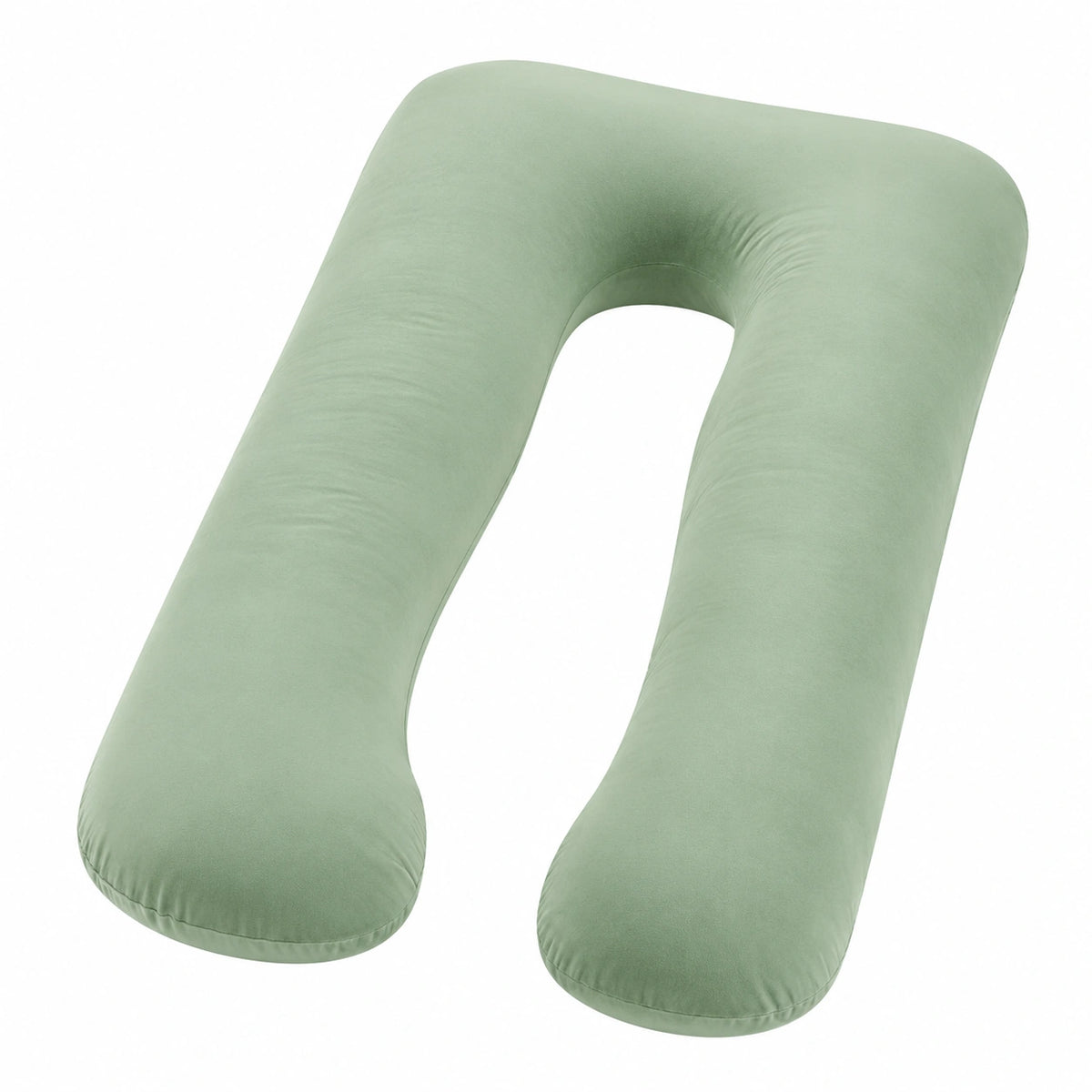 Cuscino gravidanza a U 140 cm in tessuto verde salvia per supporto corpo
