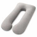 Cuscino gravidanza a U 130 cm in velluto a coste grigio - supporto per il riposo