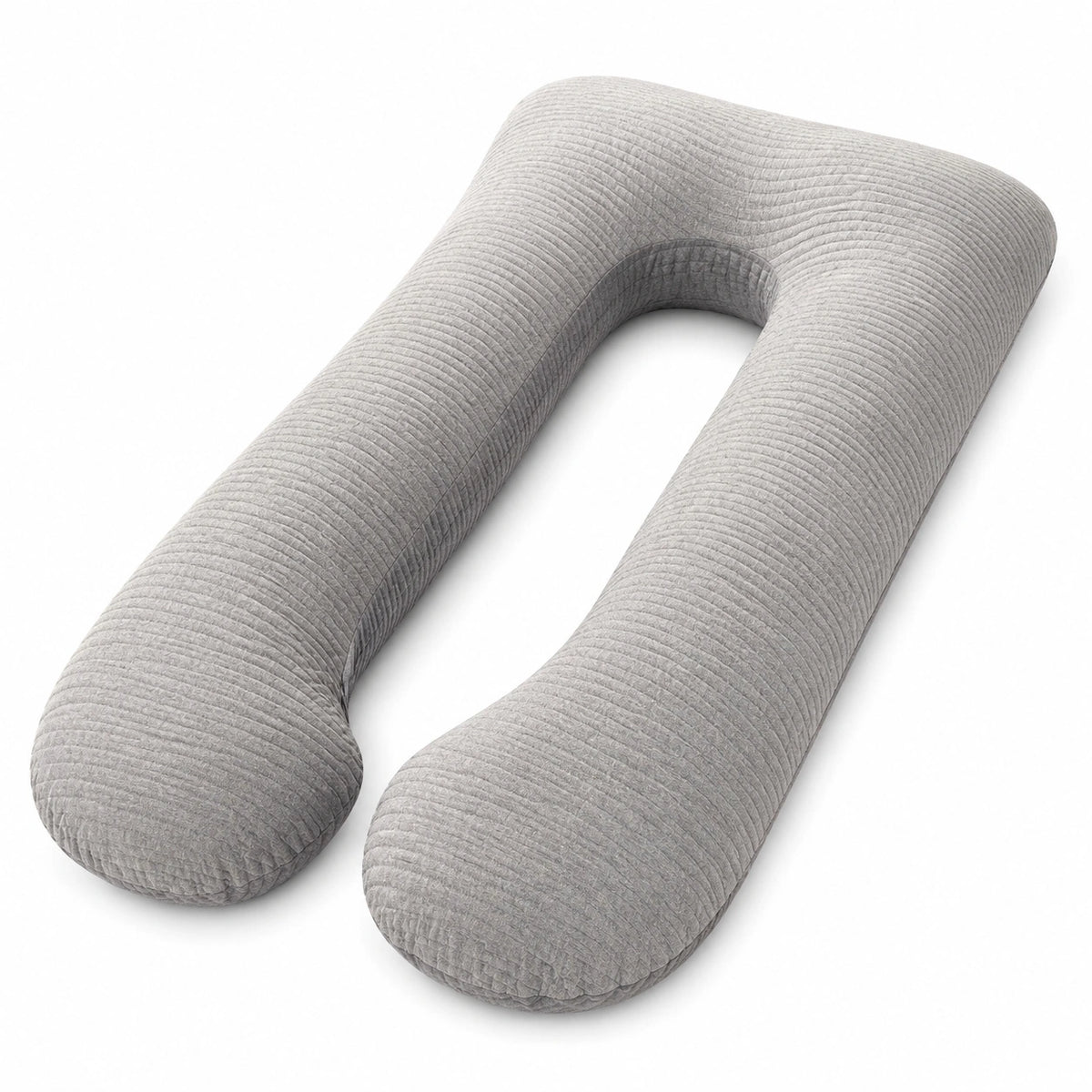 Cuscino gravidanza a U 130 cm in velluto a coste grigio - supporto per il riposo