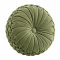 Cuscino rotondo diametro 40 cm in poliestere verde con pieghe decorative