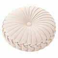 Cuscino decorativo rotondo diametro 40 cm in tessuto beige con pieghe a raggiera