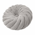 Cuscino decorativo rotondo 35 cm in poliestere grigio stile intrecciato