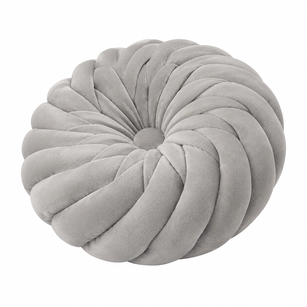 Cuscino decorativo rotondo 35 cm in poliestere grigio stile intrecciato