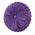 Cuscino decorativo rotondo 40 cm in velluto viola con pieghe stile classico