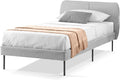 letto EVERGREENWEB MATERASSI & BEDS 20 cm, Testata Quadrata Stondata, Rivestimento Tessuto Grigio