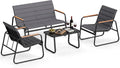 tavolino COSTWAY, COSTWAY Set Tavolino e Sedie da Giardino, Set Bistrò 4 Pezzi (Modello 6)