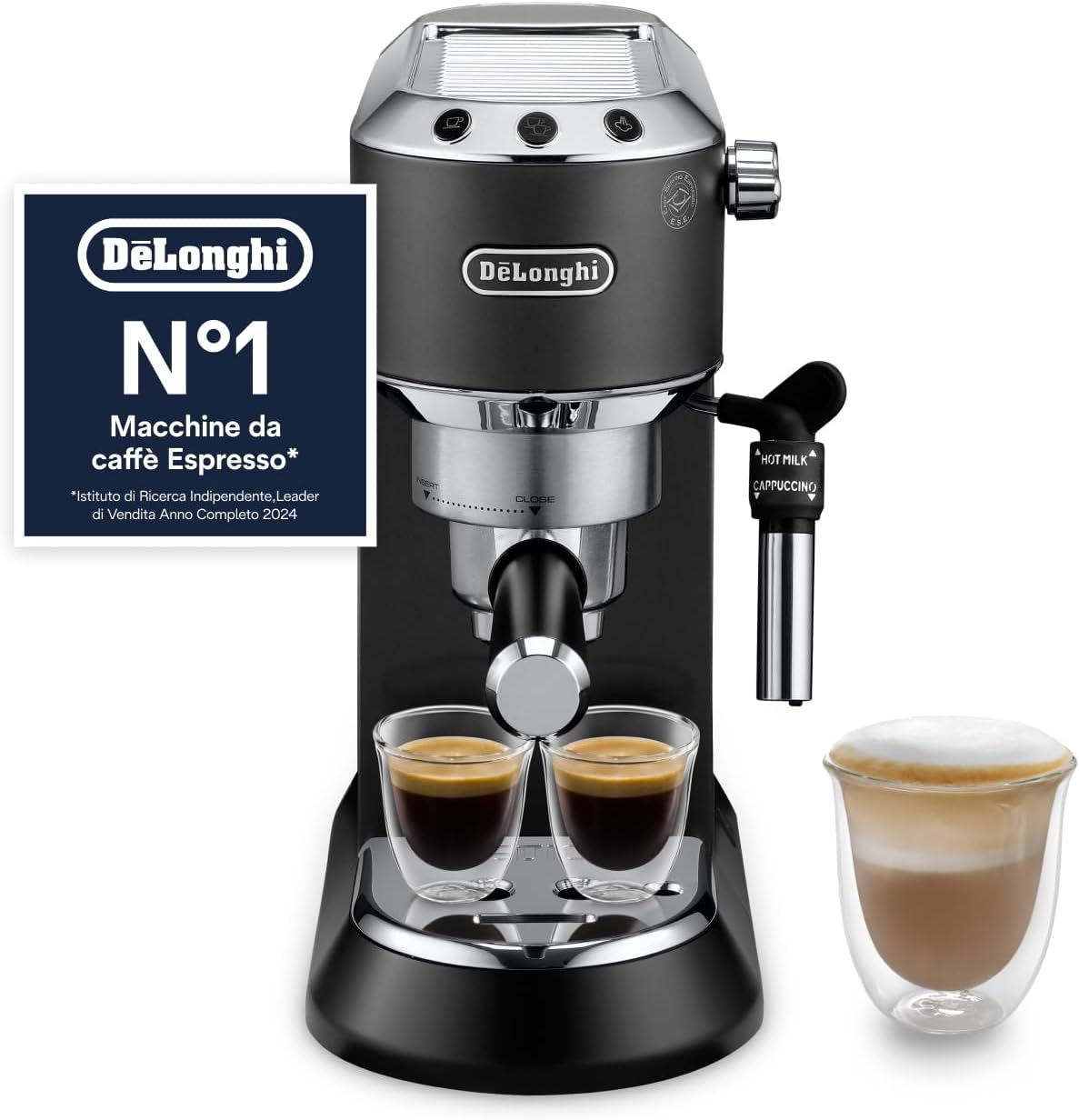 macchina da caffè De'Longhi EC685 15 cm nero, Compatibile con Cialde ESE, Montalatte Manuale per Cappuccino
