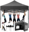 gazebo Devoko regolabile pieghevole nero, resistente all'inverno, gazebo pieghevole con 4 pareti laterali