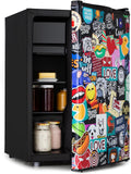 KLARSTEIN frigorifero 42 dB 70 L nero, Classe Energetica E, VividArt Concept, Sportello Con Stampa Piena di Coloratissimi Adesivi