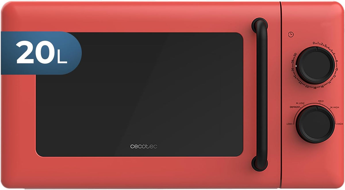 Cecotec forno a microonde 20 Litri 700 W rosso, 6 Livelli Di Potenza, Modalità Sbrinamento, Segnale Di Fine Cottura
