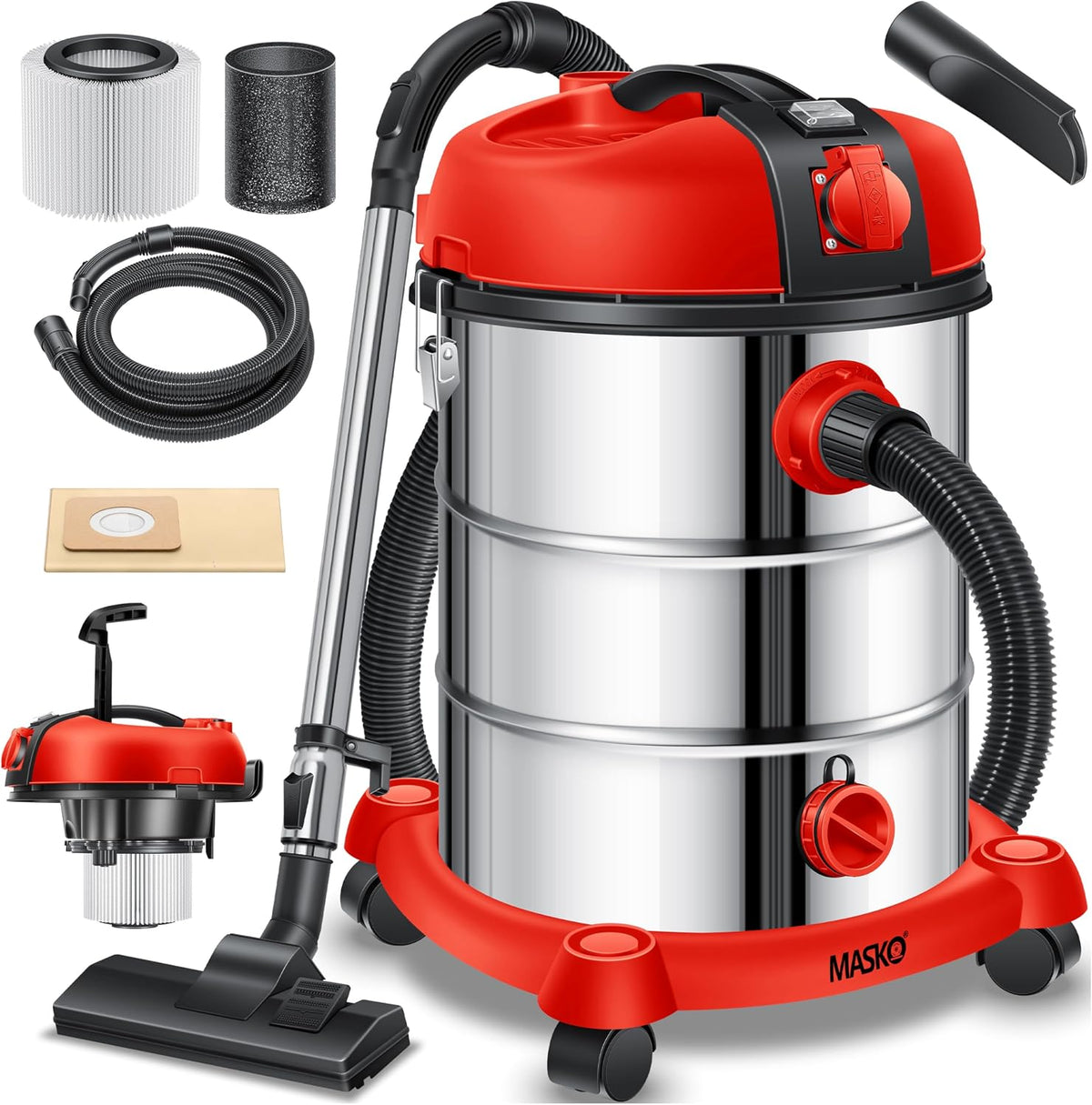 aspirapolvere Masko 2300 W, acciaio inossidabile