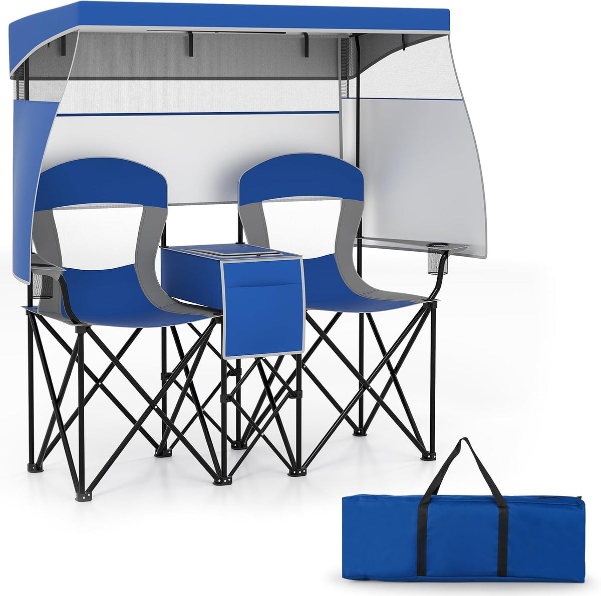 sedia RELAX4LIFE 300kg Pieghevole Regolabile, RELAX4LIFE Sedia da Spiaggia Doppia per 2 Persone