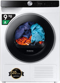 Samsung asciugatrice DV90DG6845LEU3 9 kg Wifi, Pompa di Calore, Tecnologia Optimal Dry, Carica Frontale