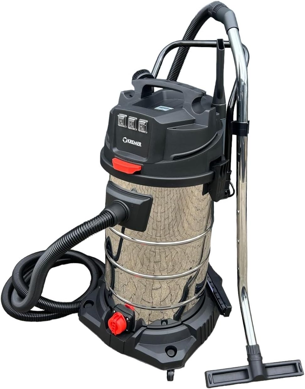 aspirapolvere ViMa24 3000 W 100 litri acciaio inox, con 3 motori di aspirazione da 1000 Watt, aspirapolvere bagnato per cantieri