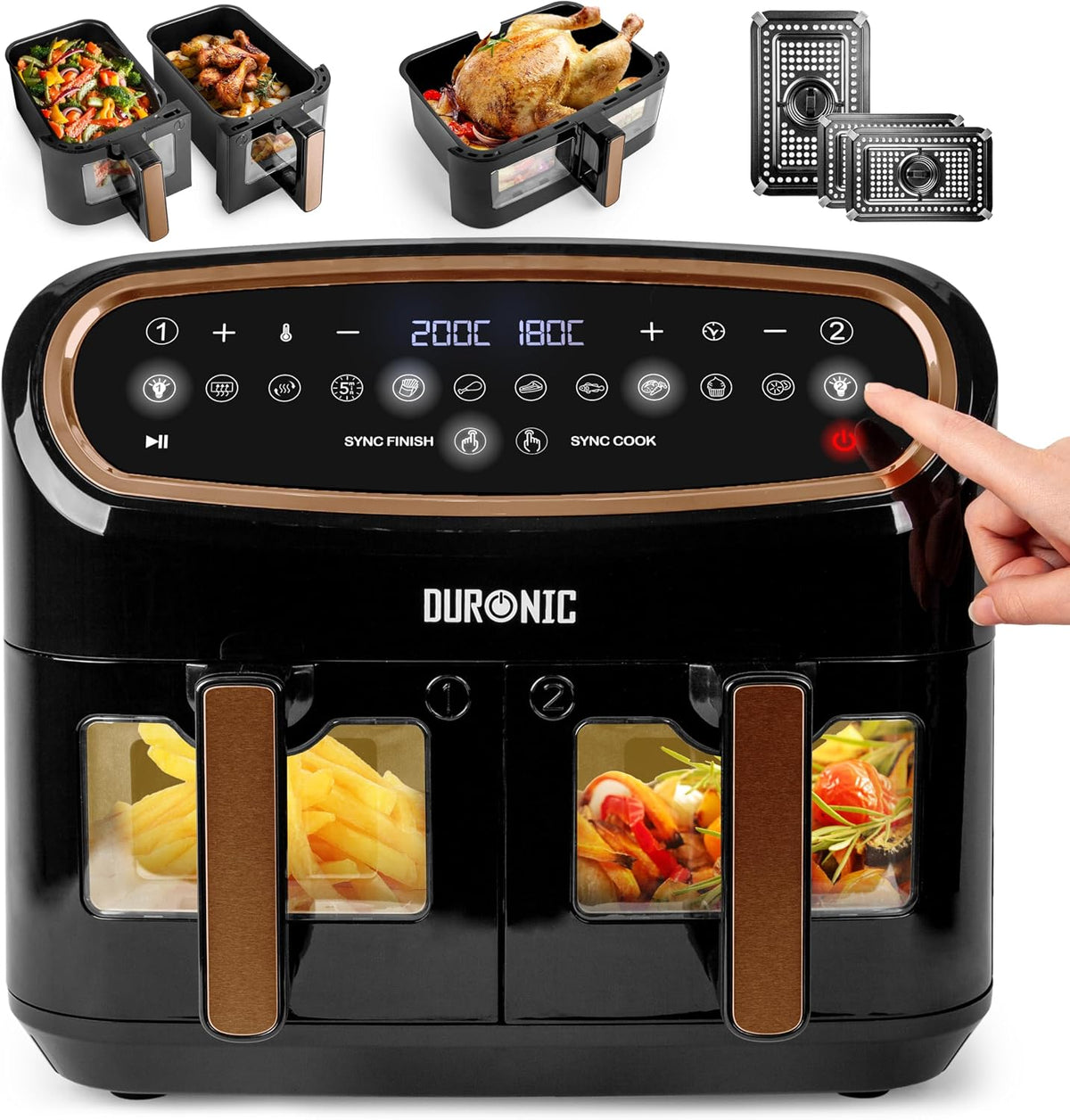 Duronic friggitrice ad aria 2400W 10L