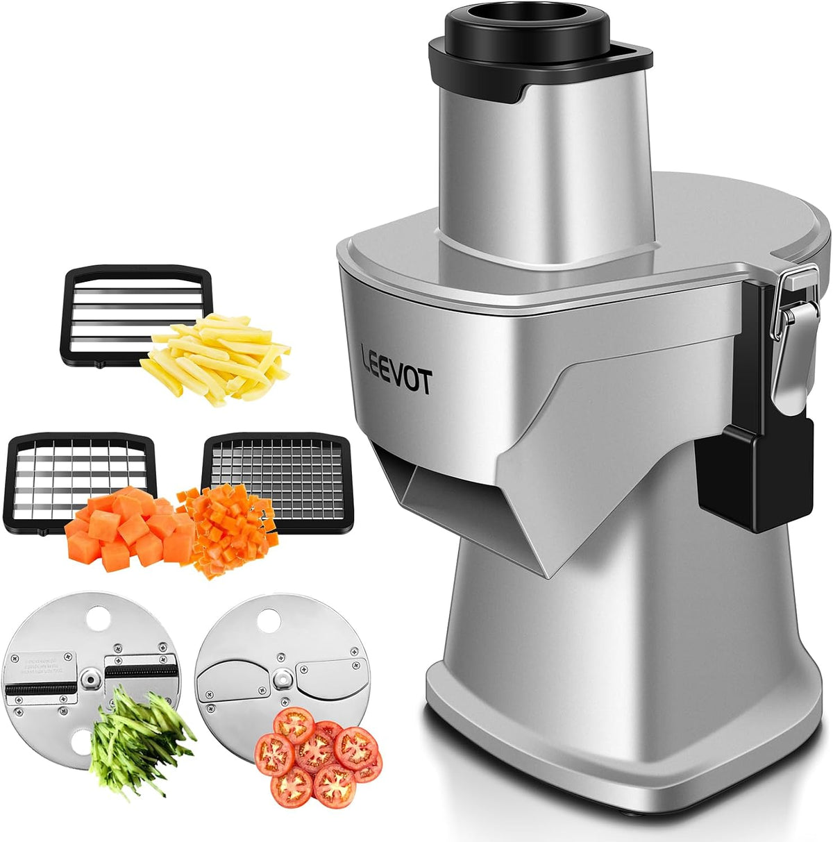 LEEVOT robot da cucina 200W, LEEVOT Tritatutto Verdure Elettrico Commerciale 200W, Diced e Grattugiare
