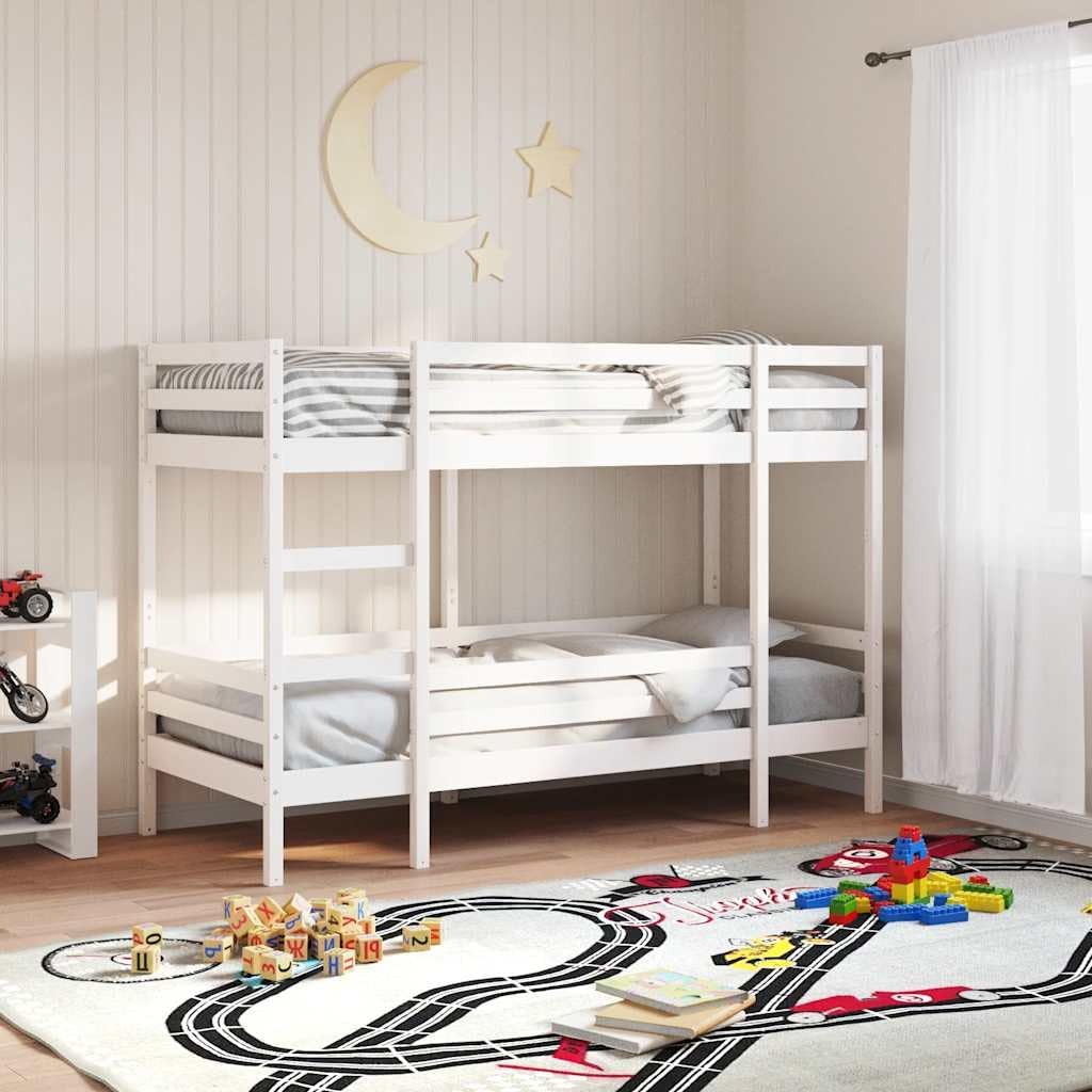 letto RMIHSJG 80 x 200 cm legno massello bianco, stabile e salvaspazio
