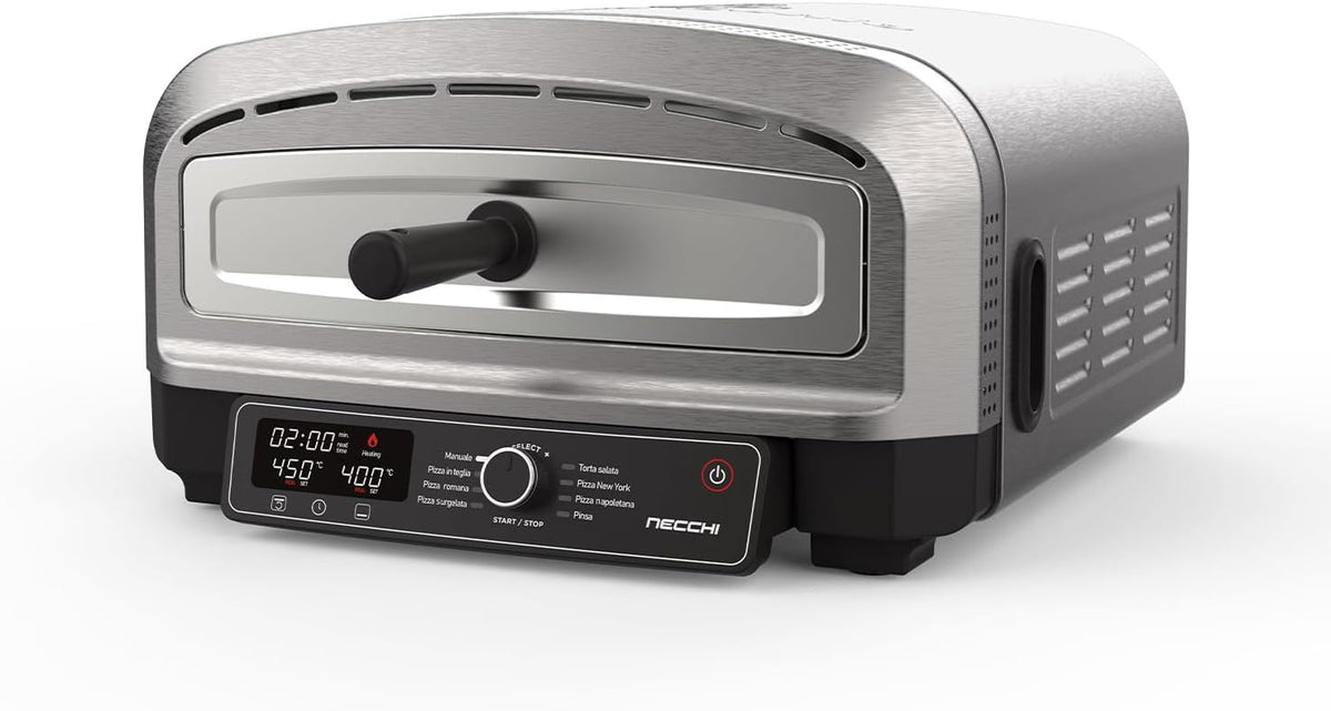 forno elettrico Necchi 450°C, Necchi Pizza Genio – Forno Elettrico per Pizza Digitale, Temperatura fino a 450°C