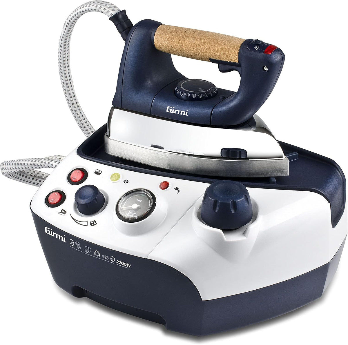 ferri a caldaia Girmi 2200 W 60 g 1 Litri bianco/blu, Girmi SS65 'Stirbella' Sistema Stirante, ferro da stiro