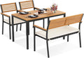 tavolo KOMFOTTEU, Set Pranzo da Giardino Ergonomico in Legno di Acacia, Design Impilabile, Set Salotto per Esterno da Balcone